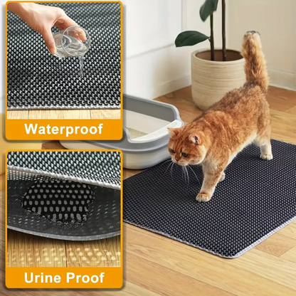 Cat Litter Tray Mat, Honeycomb Double Layer Design, Urine and Waterproof Material