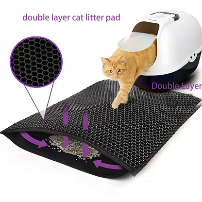 Cat Litter Tray Mat, Honeycomb Double Layer Design, Urine and Waterproof Material