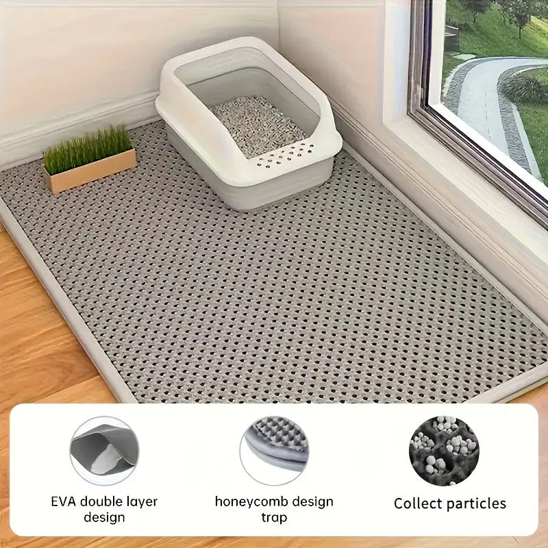 Cat Litter Tray Mat, Honeycomb Double Layer Design, Urine and Waterproof Material